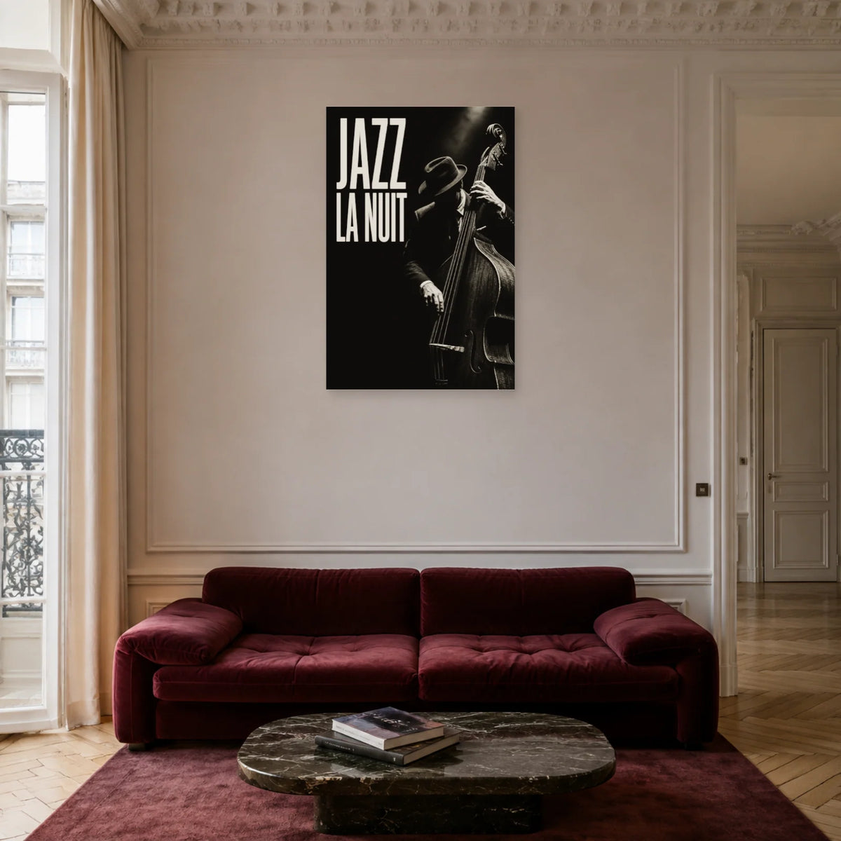 Affiche Jazz noir et blanc - La nuit dans un salon - Art Virtuoso