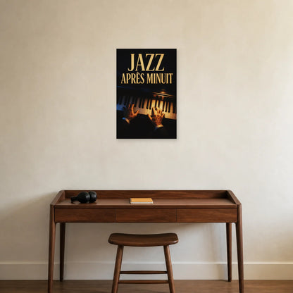 Affiche Jazz et piano – Après minuit dans un bureau - Art Virtuoso