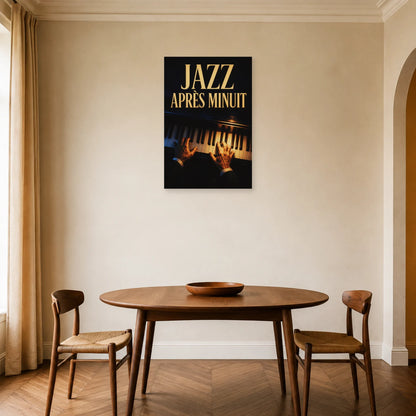 Affiche Jazz et piano – Après minuit dans une salle à manger - Art Virtuoso
