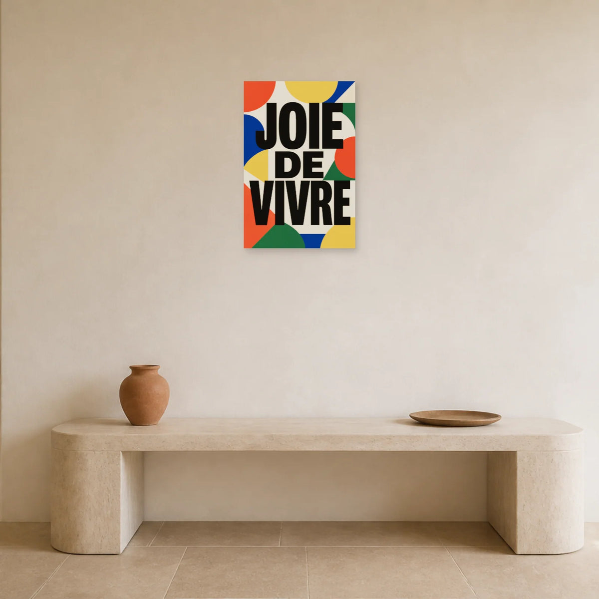 Affiche Joie de vivre – Géométrie colorée dans une entrée ou un couloir - Art Virtuoso