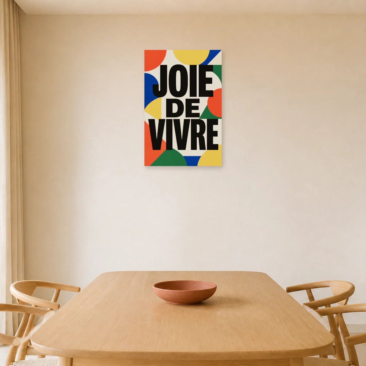 Affiche Joie de vivre – Géométrie colorée dans une salle à manger - Art Virtuoso