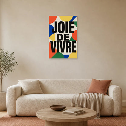 Affiche Joie de vivre – Géométrie colorée dans un salon - Art Virtuoso