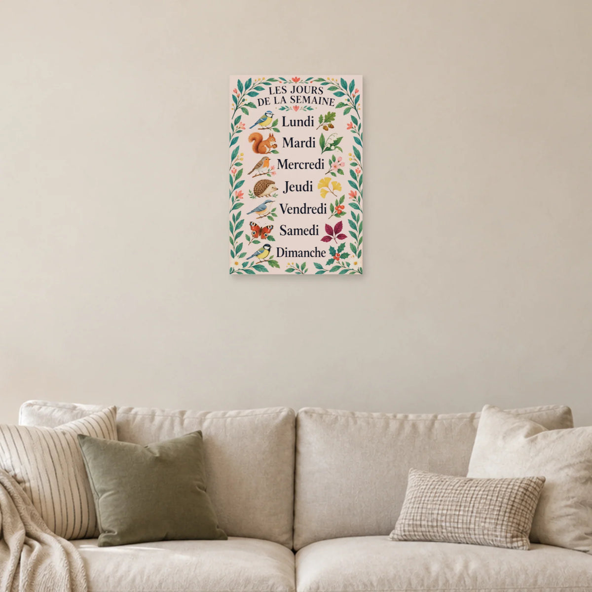 Affiche Jours de la semaine - Ronde joyeuse dans un salon - Art Virtuoso