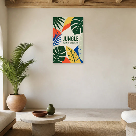 Affiche Jungle – Formes et feuilles dans un salon - Art Virtuoso