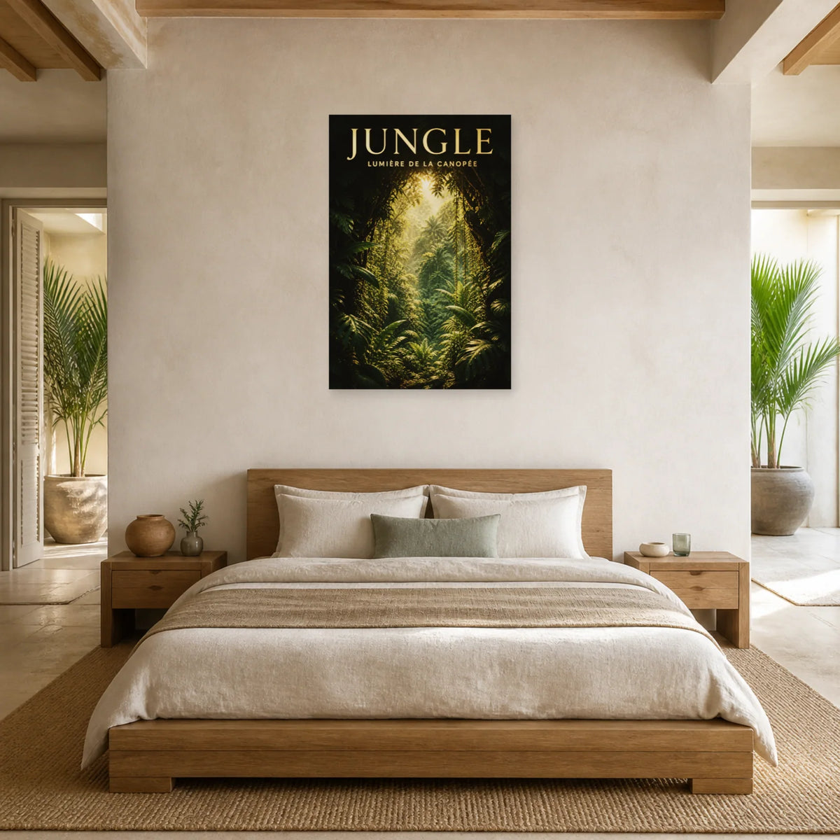 Affiche Jungle – Lumière dans la canopée dans une chambre - Art Virtuoso