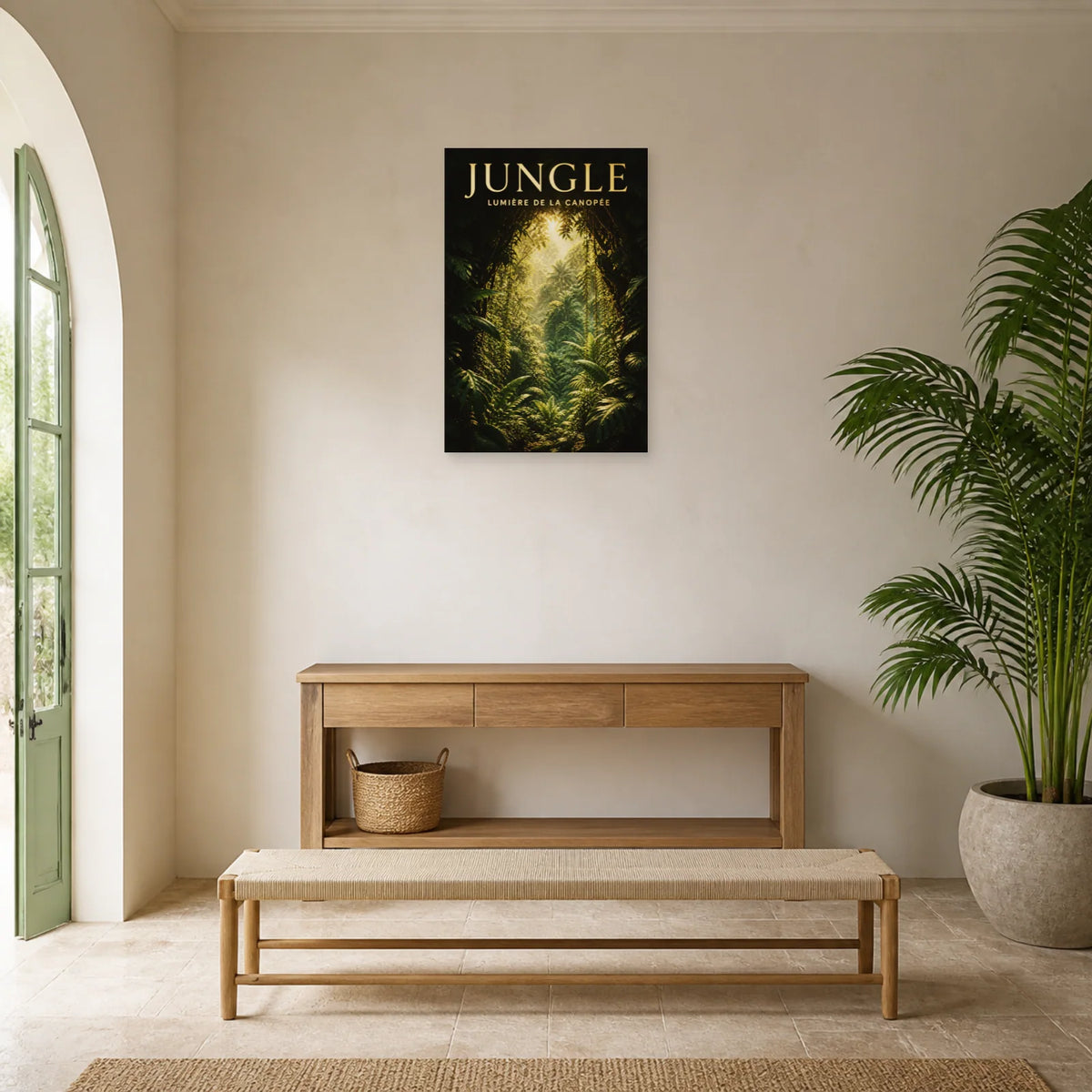 Affiche Jungle – Lumière dans la canopée dans une entrée ou un couloir - Art Virtuoso
