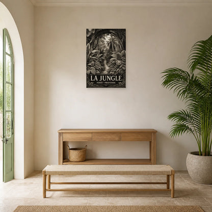 Affiche Jungle – Gravure noir et blanc dans une entrée ou un couloir - Art Virtuoso