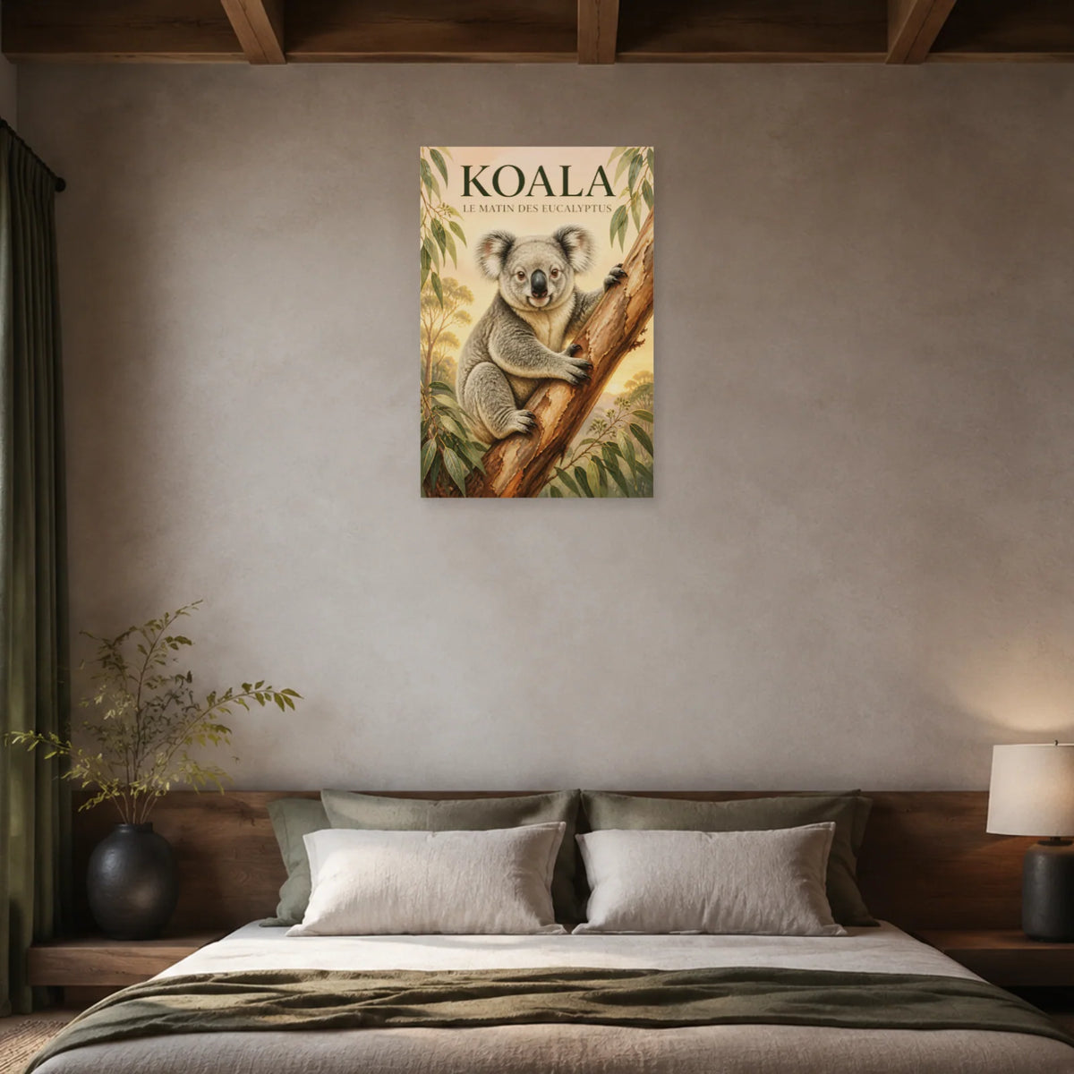 Affiche Koala, le matin des eucalyptus dans une chambre - Art Virtuoso