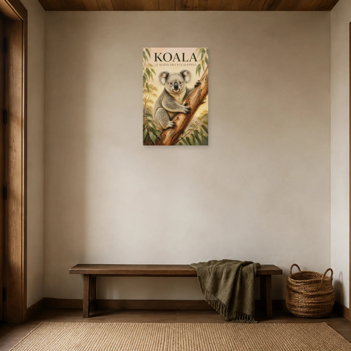 Affiche Koala, le matin des eucalyptus dans une entrée ou un couloir - Art Virtuoso