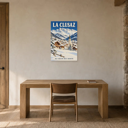 Affiche La Clusaz - Village des Aravis dans un bureau - Art Virtuoso