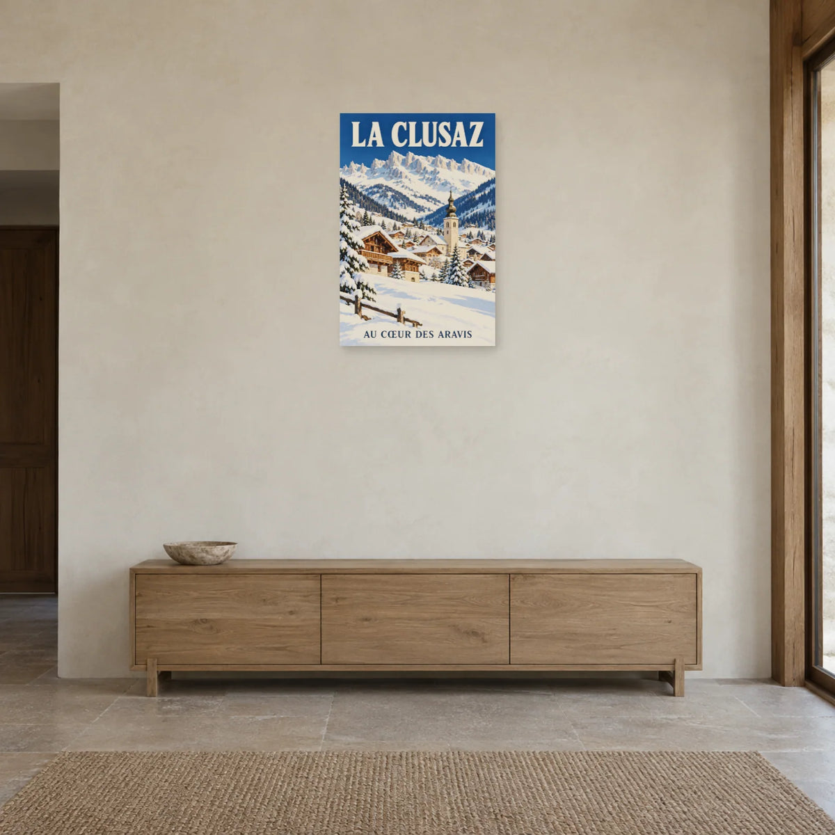 Affiche La Clusaz - Village des Aravis dans une entrée ou un couloir - Art Virtuoso