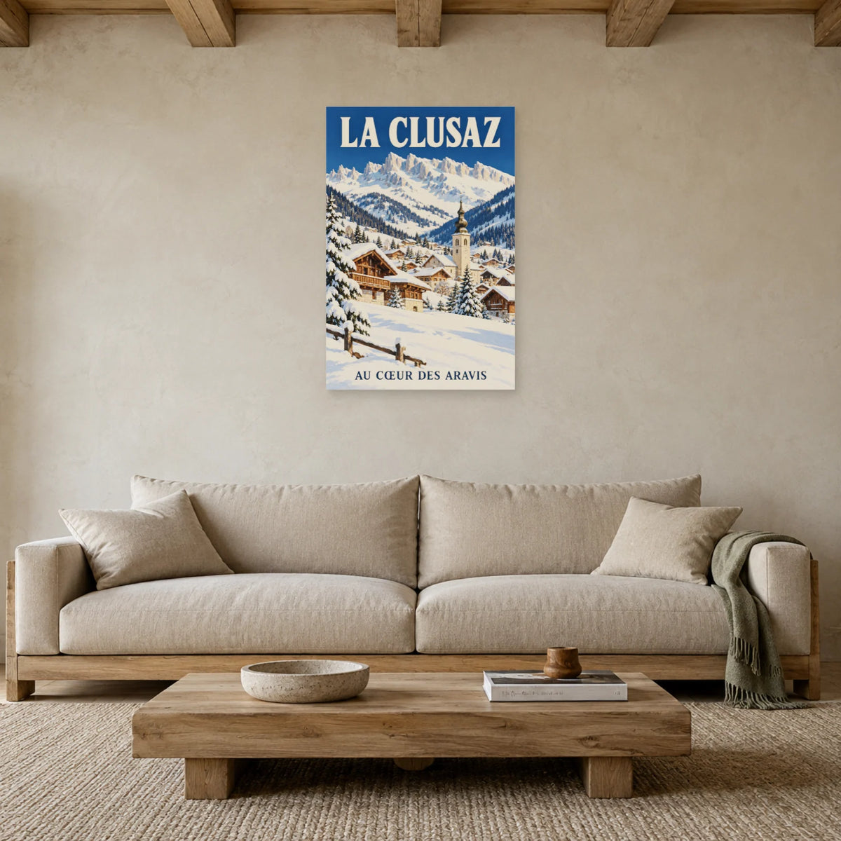 Affiche La Clusaz - Village des Aravis dans un salon - Art Virtuoso