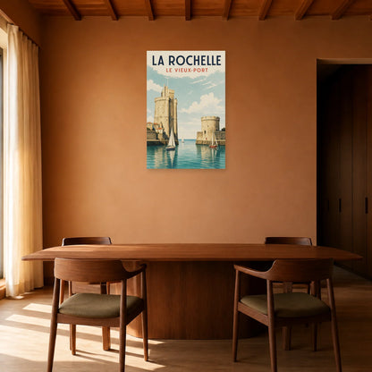 Affiche La Rochelle – Le Vieux-Port dans une salle à manger - Art Virtuoso