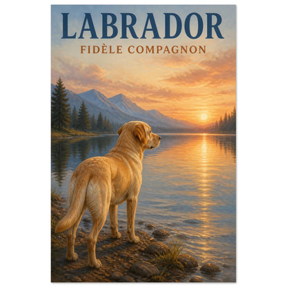 Affiche Labrador – Fidèle Compagnon, illustration éditoriale verticale, format 30 × 45 cm