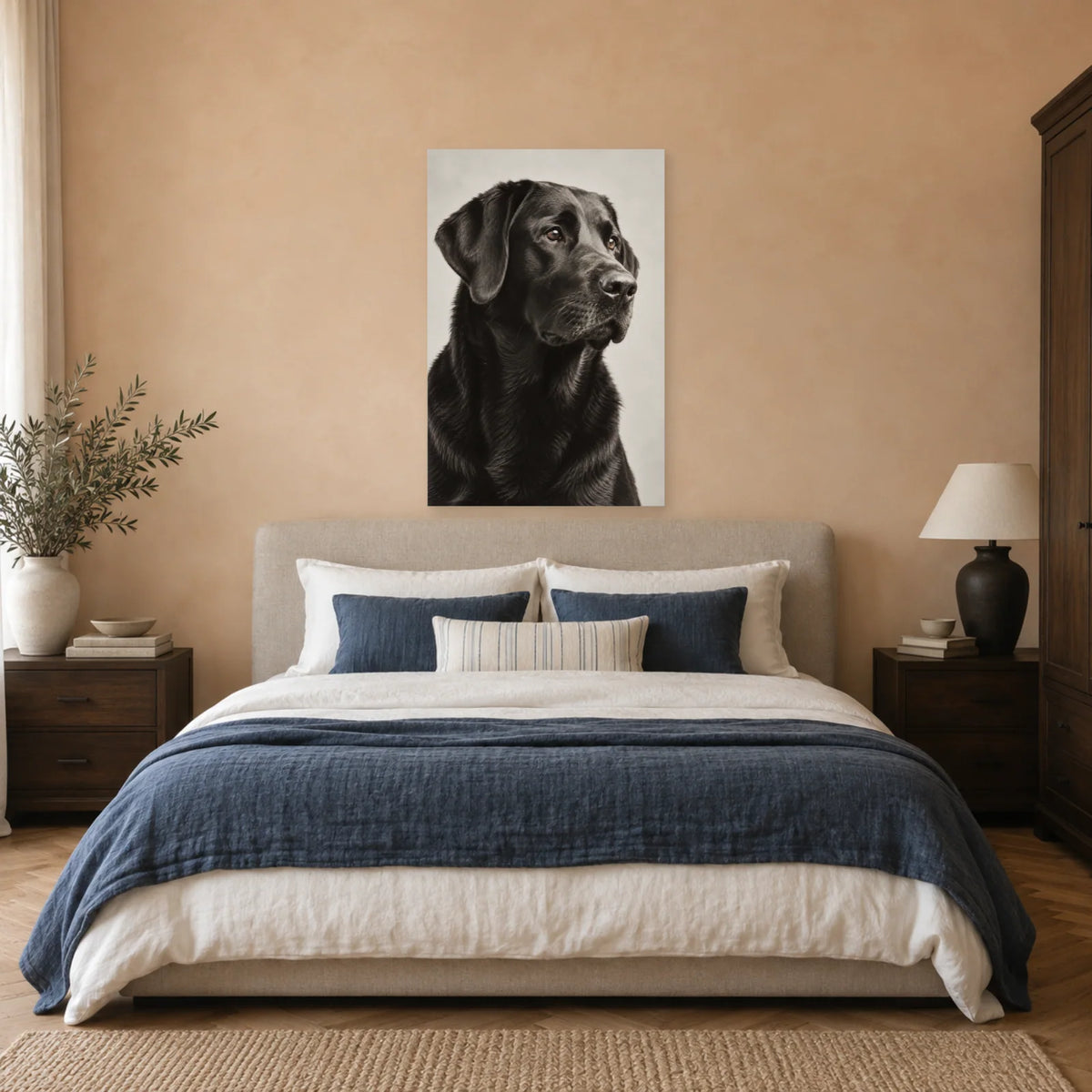 Affiche Labrador noir - Regard fidèle dans une chambre - Art Virtuoso
