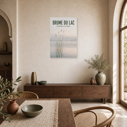 Affiche Brume du Lac – Roseaux Calmes dans une salle à manger - Art Virtuoso