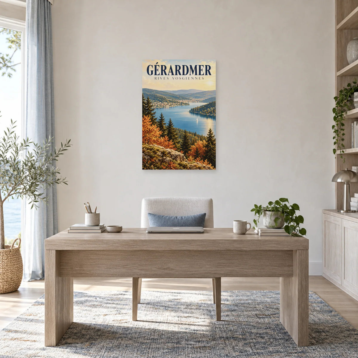 Affiche Lac de Gérardmer – Rives vosgiennes dans un bureau - Art Virtuoso