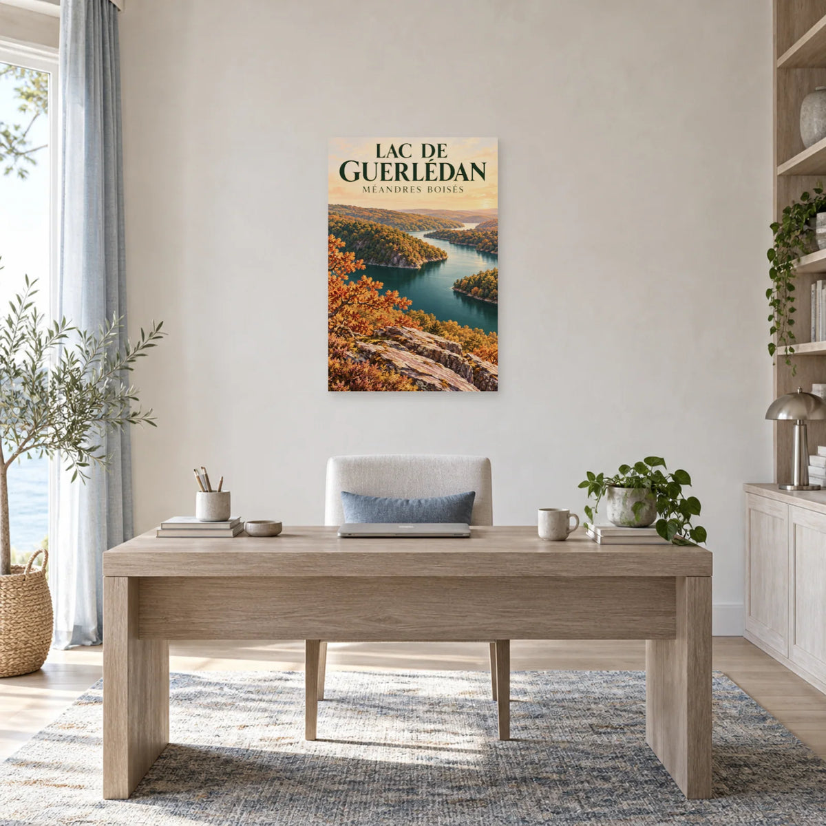 Affiche Lac de Guerlédan – Méandres boisés dans un bureau - Art Virtuoso