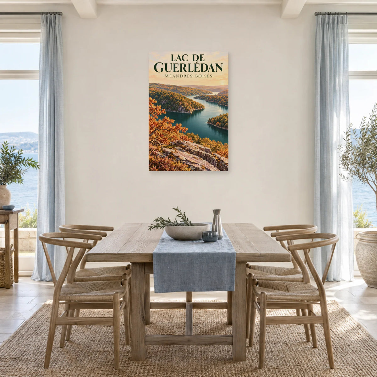Affiche Lac de Guerlédan – Méandres boisés dans une salle à manger - Art Virtuoso