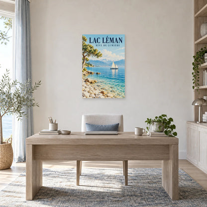 Affiche Lac Léman – Rive de lumière dans un bureau - Art Virtuoso