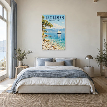 Affiche Lac Léman – Rive de lumière dans une chambre - Art Virtuoso