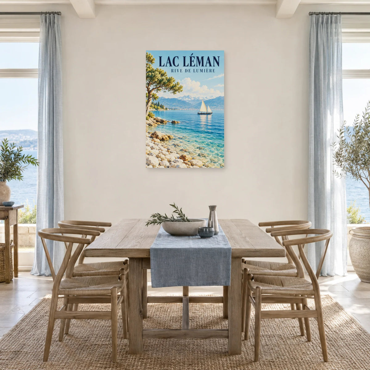 Affiche Lac Léman – Rive de lumière dans une salle à manger - Art Virtuoso