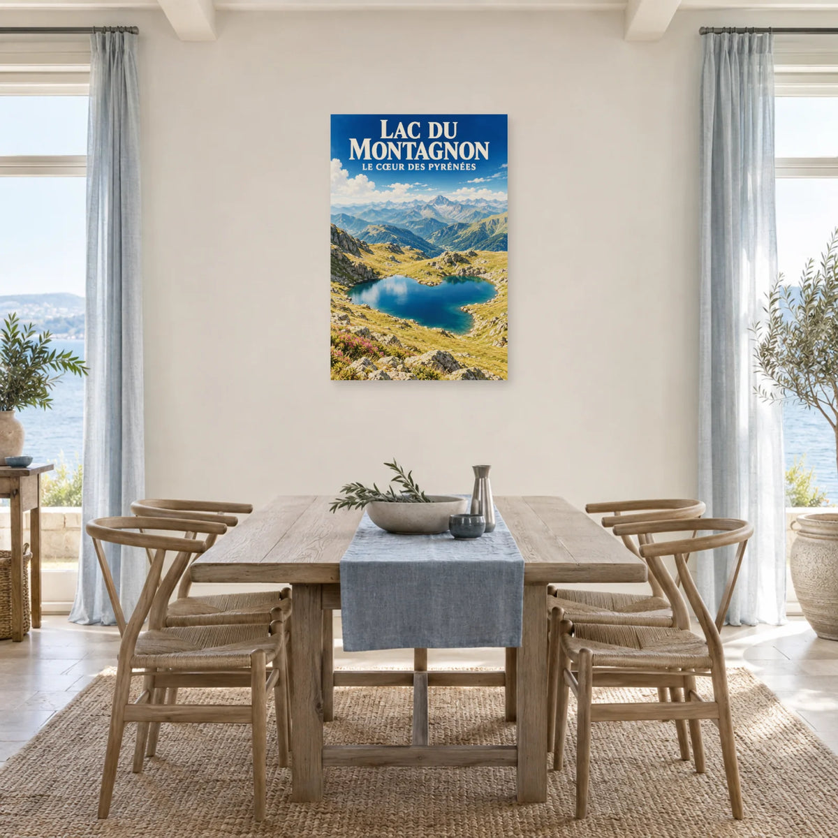 Affiche Lac du Montagnon – Le cœur des Pyrénées dans une salle à manger - Art Virtuoso
