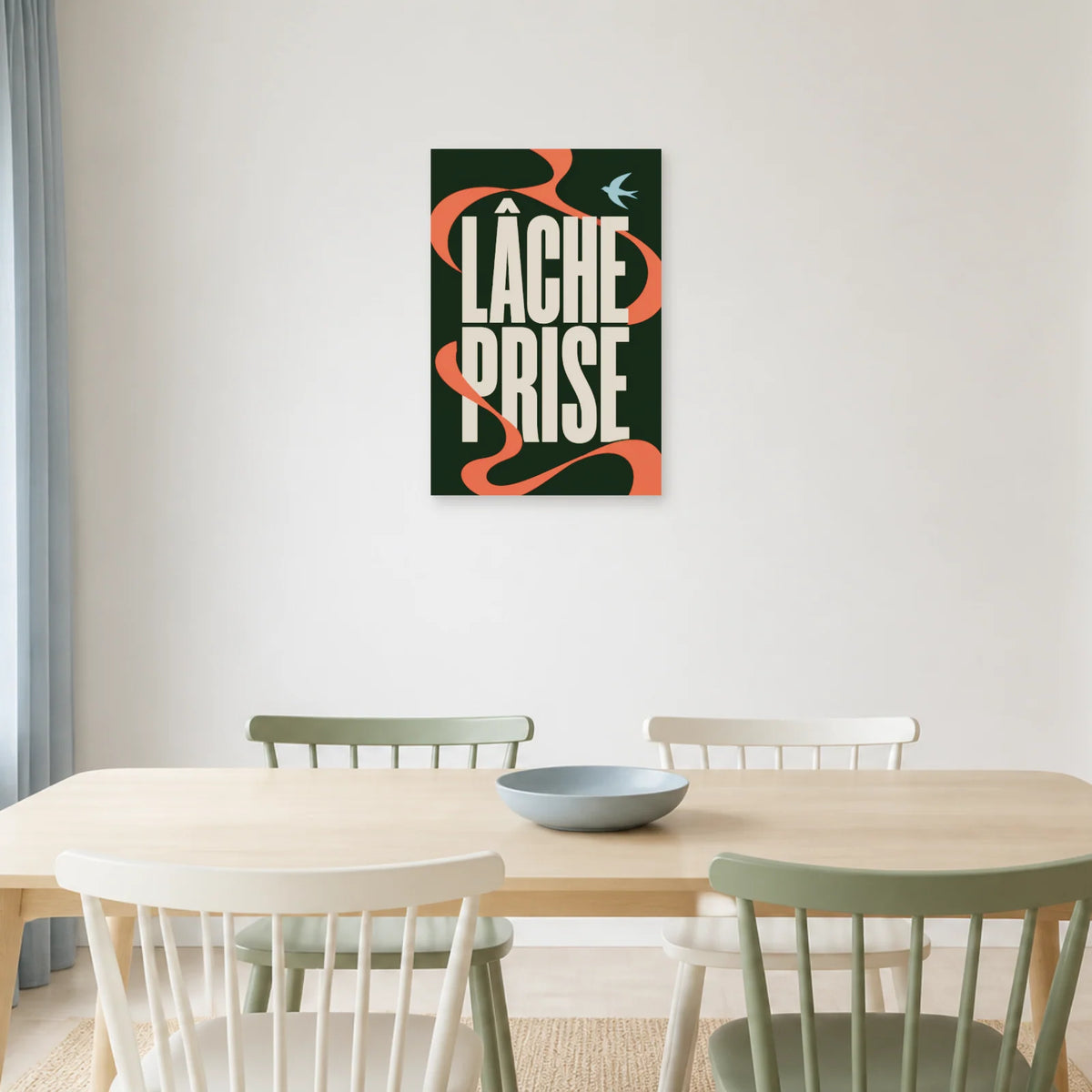 Affiche Lâche prise – Ruban libre dans une salle à manger - Art Virtuoso