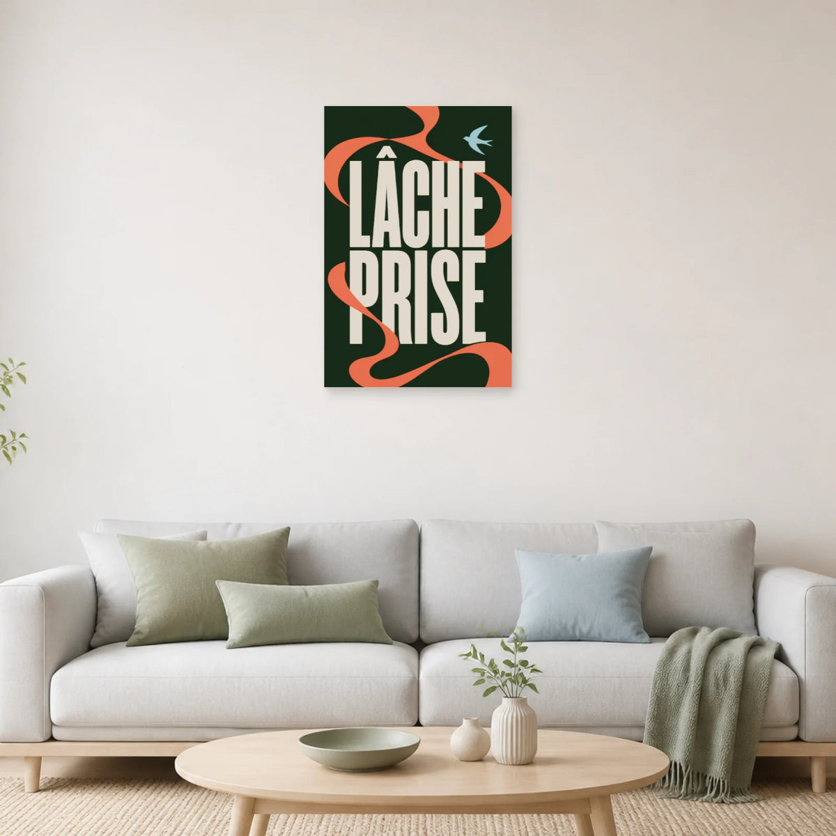 Affiche Lâche prise – Ruban libre dans un salon - Art Virtuoso