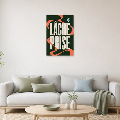 Affiche Lâche prise – Ruban libre dans un salon - Art Virtuoso