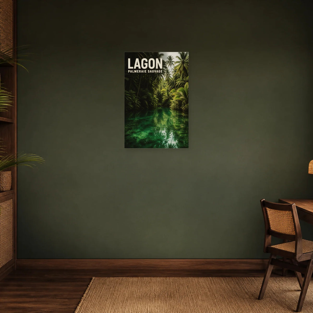 Affiche Lagon – Palmeraie sauvage dans un bureau - Art Virtuoso