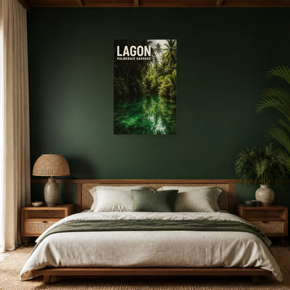 Affiche Lagon – Palmeraie sauvage dans une chambre - Art Virtuoso