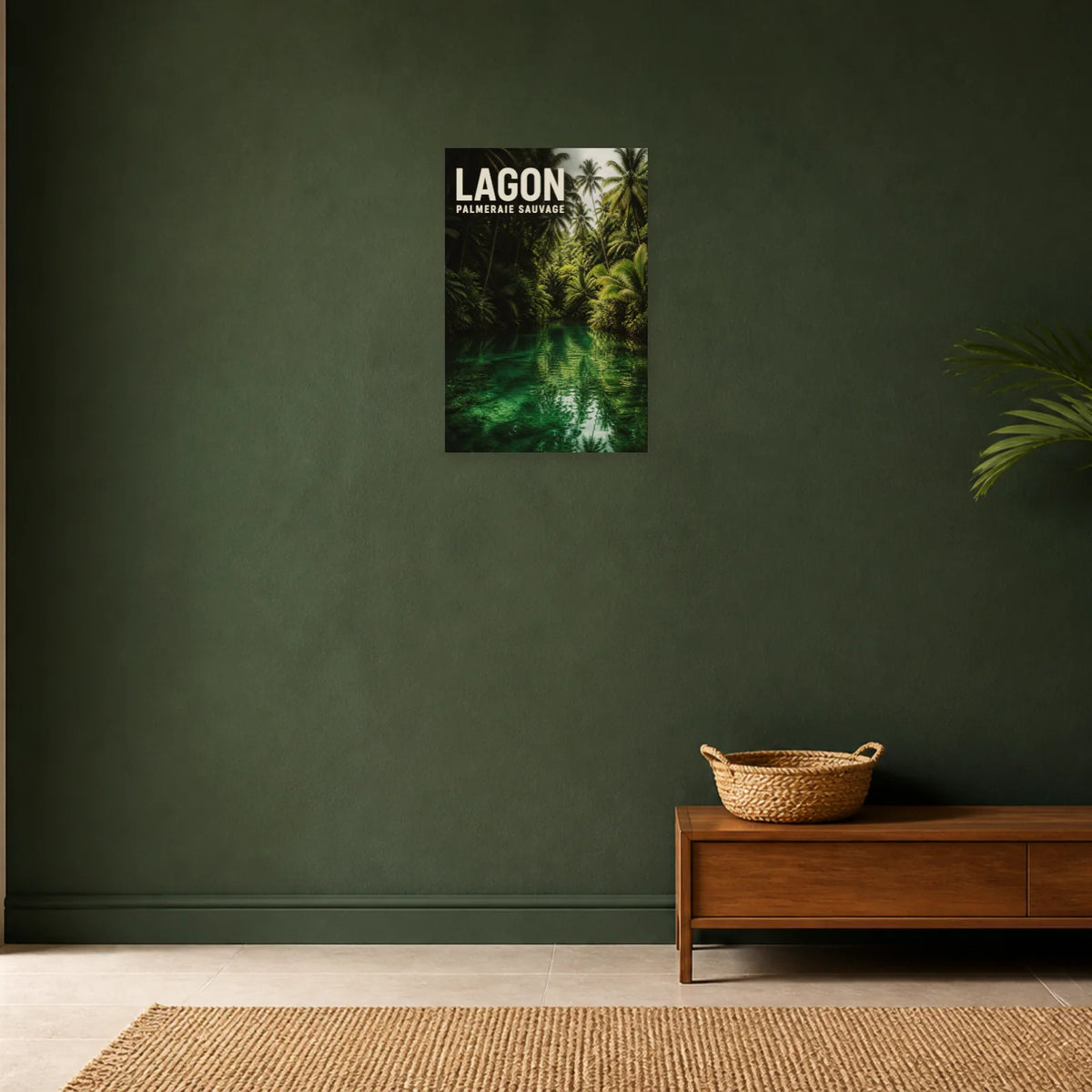 Affiche Lagon – Palmeraie sauvage dans une entrée ou un couloir - Art Virtuoso