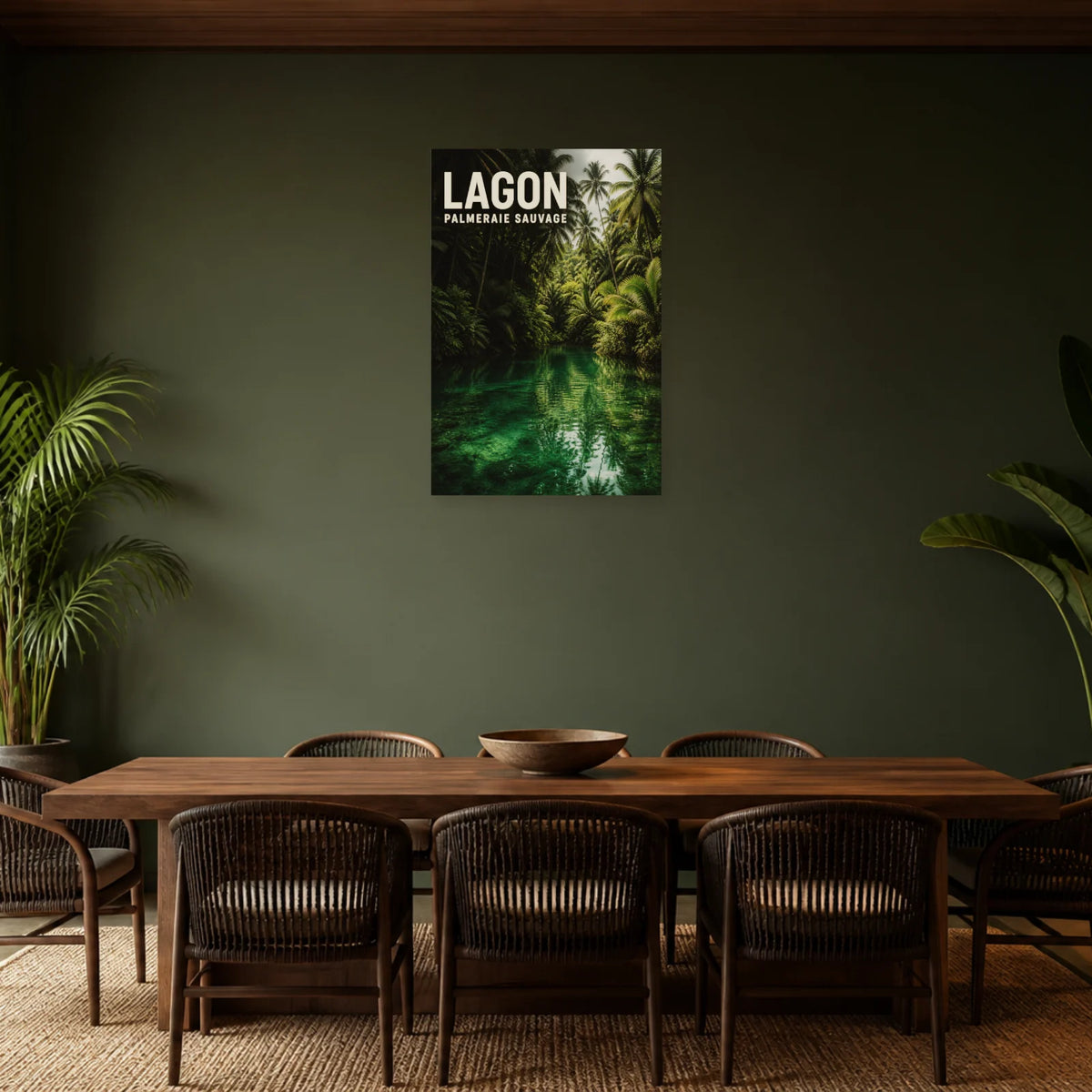Affiche Lagon – Palmeraie sauvage dans une salle à manger - Art Virtuoso
