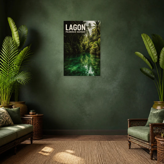 Affiche Lagon – Palmeraie sauvage dans un salon - Art Virtuoso