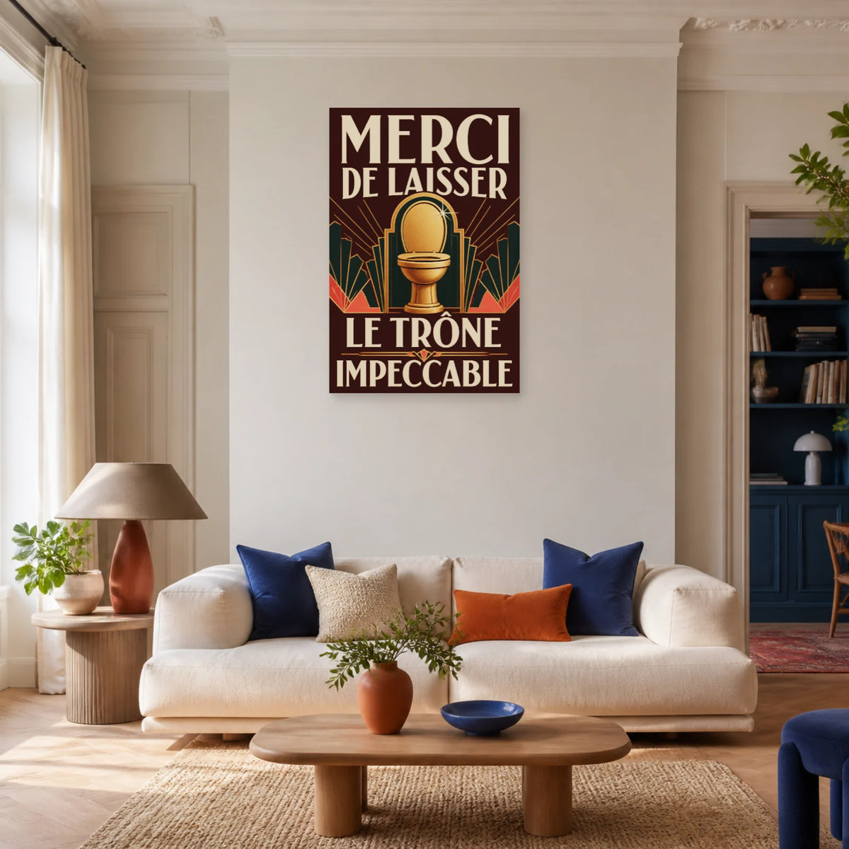 Affiche Merci de laisser le trône impeccable dans un salon - Art Virtuoso
