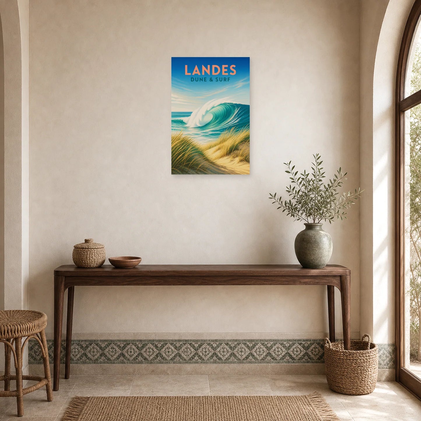 Affiche Landes – Dune & Surf dans une entrée ou un couloir - Art Virtuoso