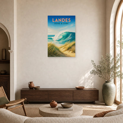 Affiche Landes – Dune & Surf dans un salon - Art Virtuoso