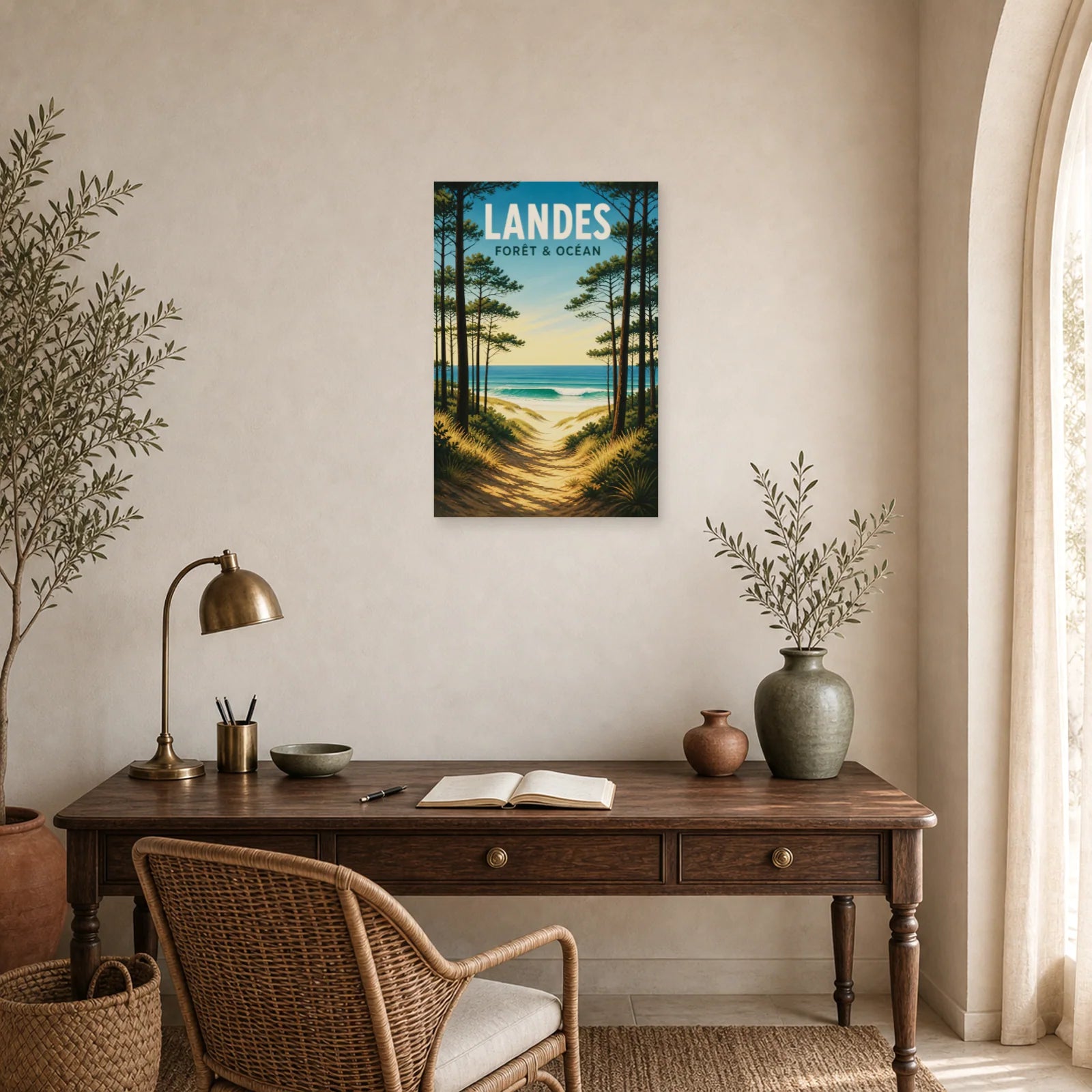 Affiche Landes – Forêt & Océan dans un bureau - Art Virtuoso