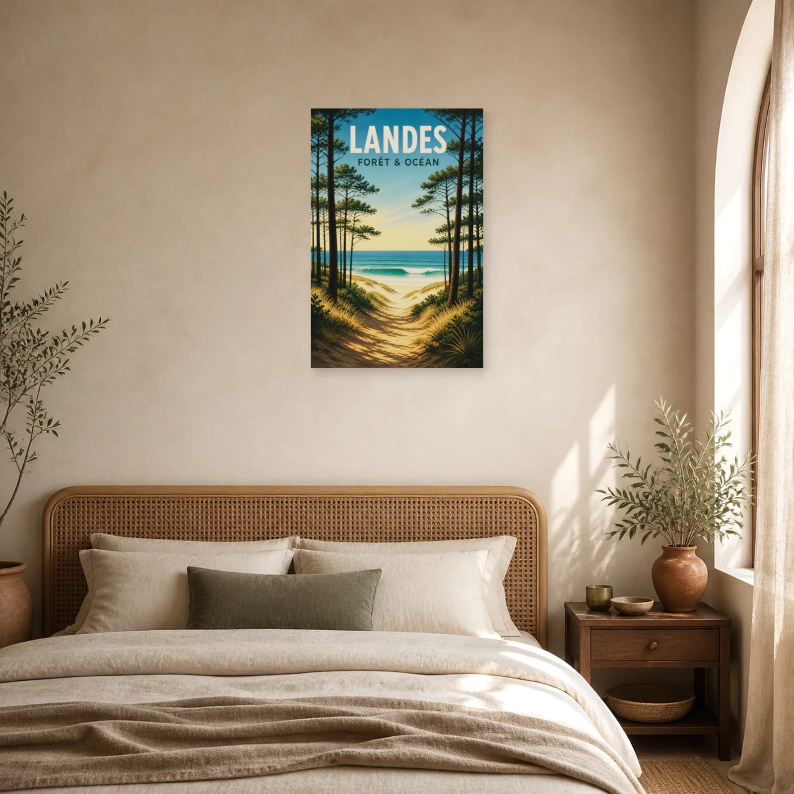 Affiche Landes – Forêt & Océan dans une chambre - Art Virtuoso