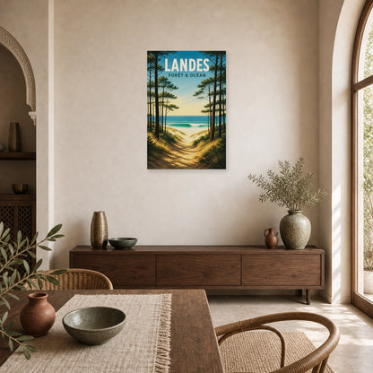 Affiche Landes – Forêt & Océan dans une salle à manger - Art Virtuoso