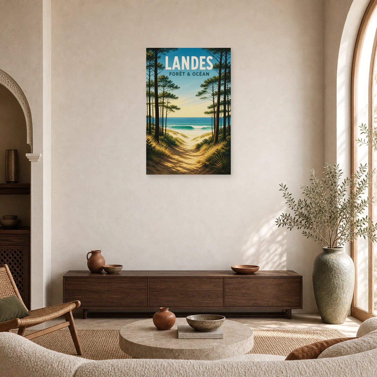 Affiche Landes – Forêt & Océan dans un salon - Art Virtuoso