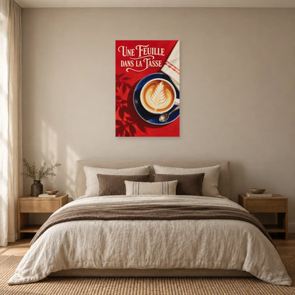 Affiche Latte art - Une feuille dessinée dans une chambre - Art Virtuoso