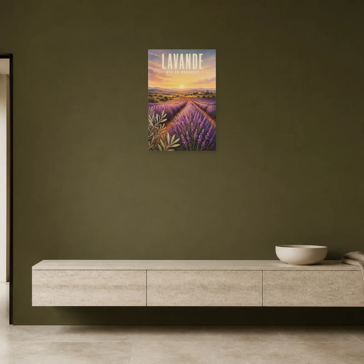 Affiche Lavande – Été en Provence dans une entrée ou un couloir - Art Virtuoso