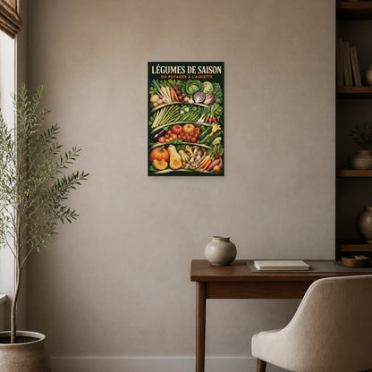 Affiche Légumes de Saison – Du Potager à l’Assiette dans un bureau - Art Virtuoso