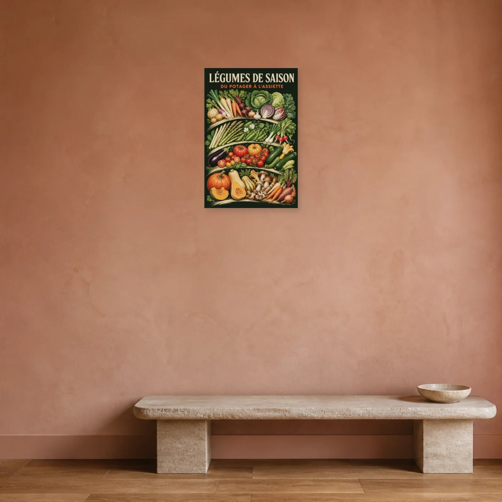 Affiche Légumes de Saison – Du Potager à l’Assiette dans une entrée ou un couloir - Art Virtuoso