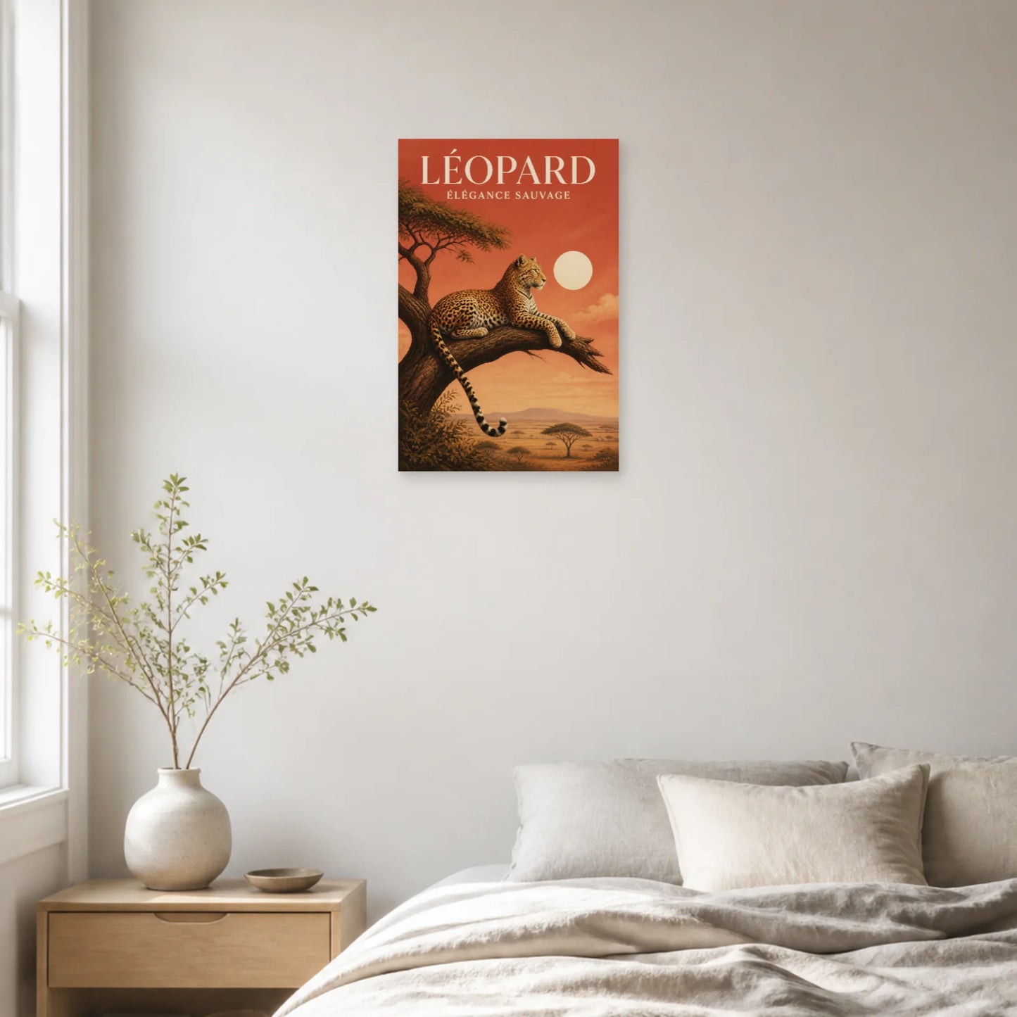 Affiche Léopard – Élégance Sauvage dans une chambre - Art Virtuoso