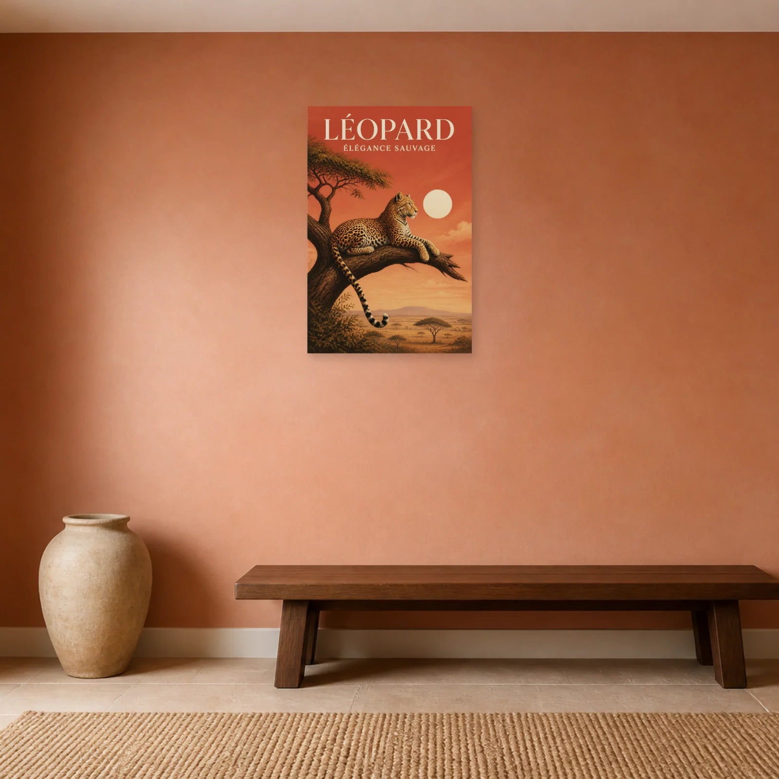 Affiche Léopard – Élégance Sauvage dans une salle à manger - Art Virtuoso