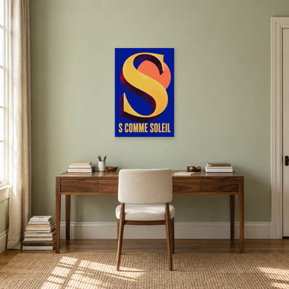 Affiche Lettre S, soleil en mouvement dans un bureau - Art Virtuoso