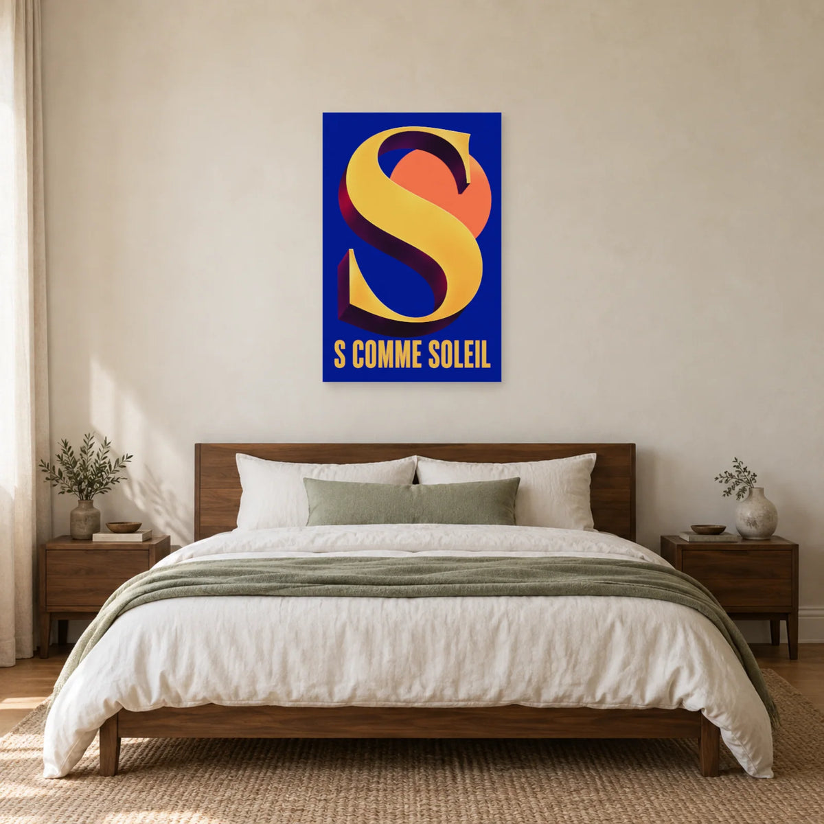 Affiche Lettre S, soleil en mouvement dans une chambre - Art Virtuoso